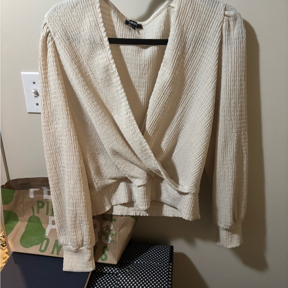 Elegant Cream Wrap Top